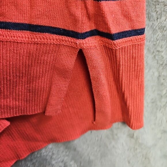 Talbots Women's Sz Med Pink Coral Blue Stripe Vneck Sweater 3/4 sleeve - Picture 7 of 10